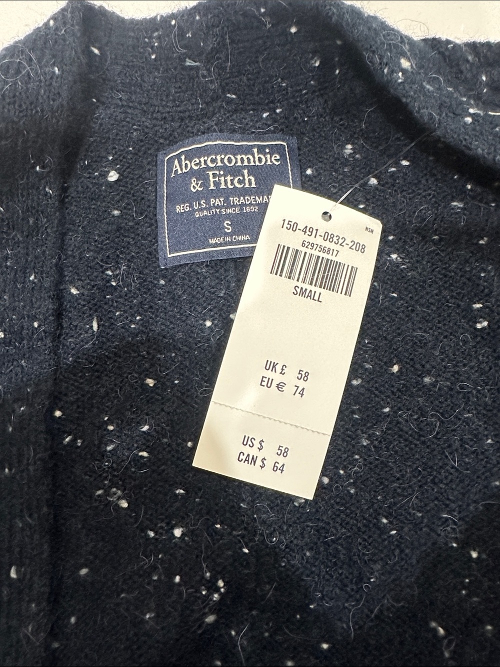Abercrombie & Fitch Navy Speckled Knit Sweater